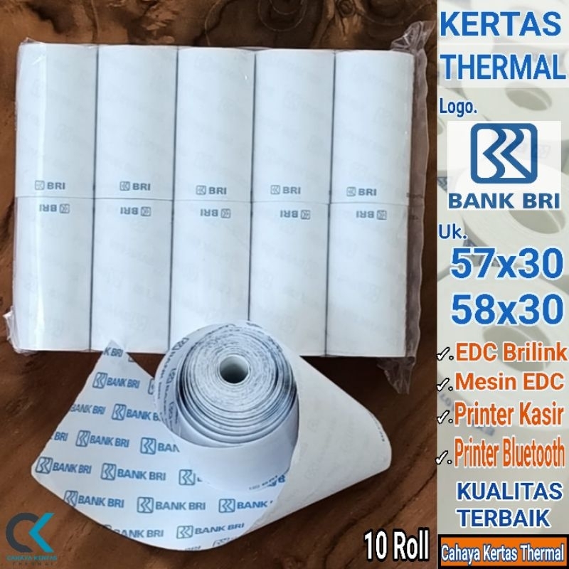 

( 10 ROLL ) KERTAS THERMAL EDC LOGO BANK BRI UNTUK EDC BRILINK DLL