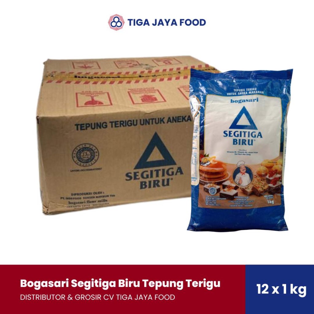

Bogasari Segitiga Biru Tepung Terigu 1kg isi 12 (Kardus - Grosir)