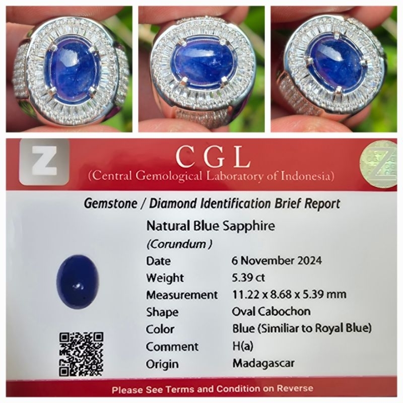 Natural Similar Royal Blue Sapphire Memo 5.39 crt