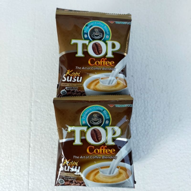 

top coffee kopi susu. satu renteng isi 12 sachet