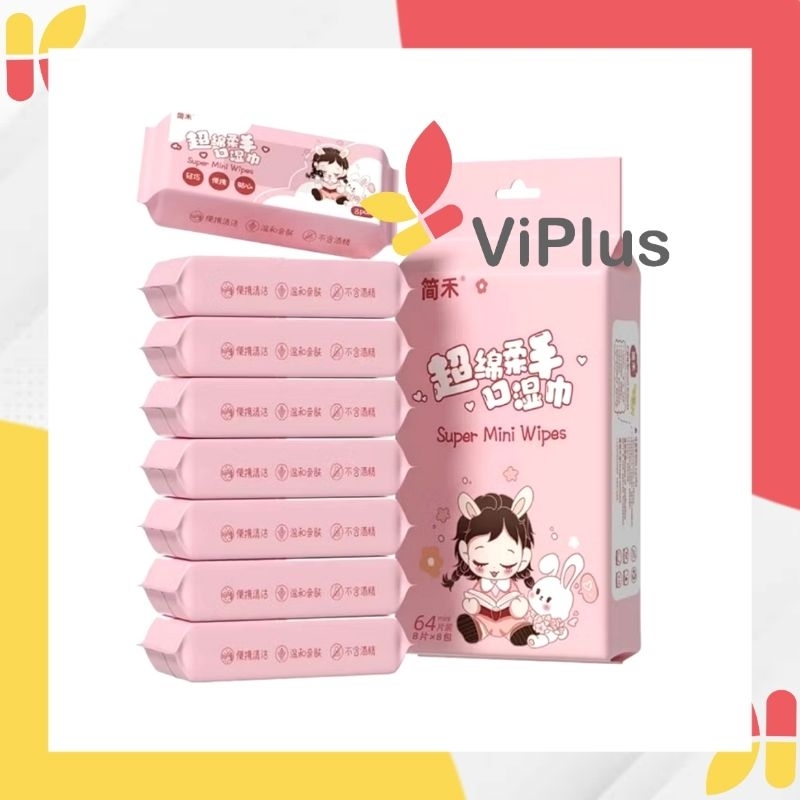 Tisu basah mini /  tisu basah travel size / mini wipes / tisu basah buat hiking  1 pack isi 8