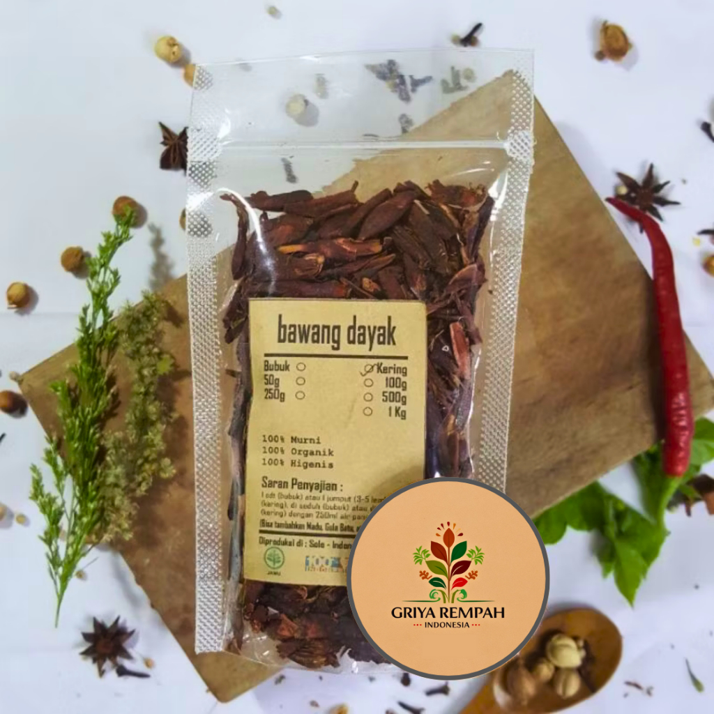 

BAWANG DAYAK KERING 50 GRAM Premium – Ramuan Rempah Herbal Alami Jamu Tradisional Merah Berlian untuk Kesehatan Simplisia Eleutherine bulbosa