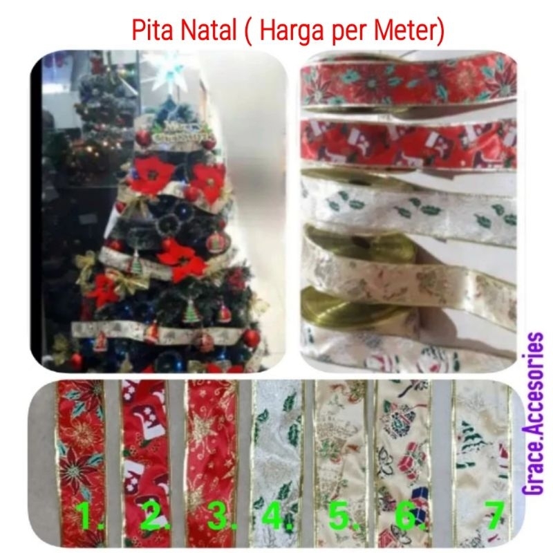 Pita natal meteran aksesoris hiasan natal christmas