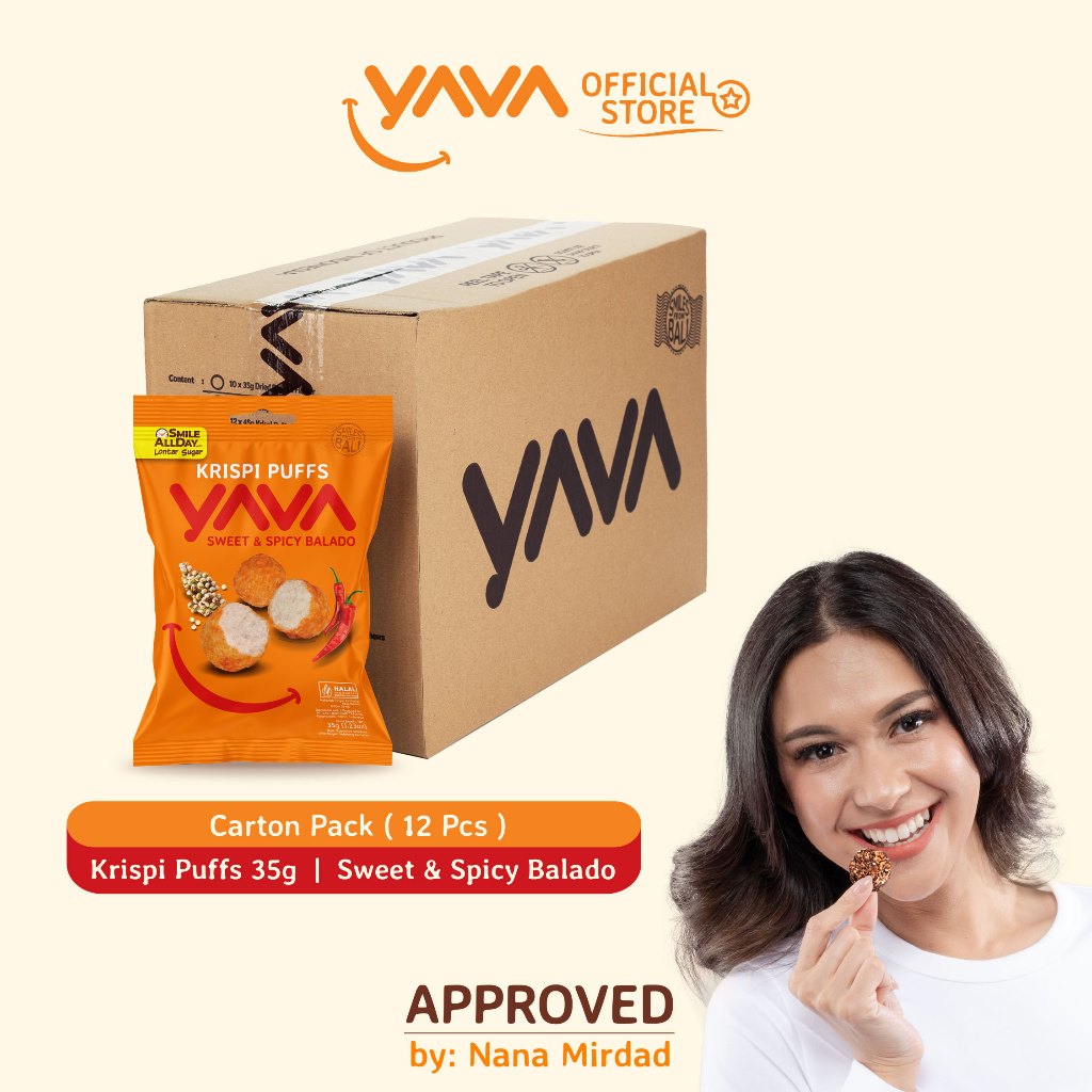 

YAVA Carton Pack Krispi Puffs Sweet & Spicy Balado (12 x 35g)