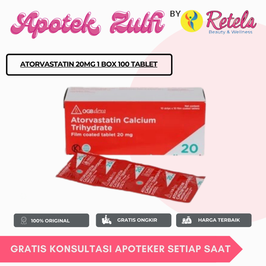 ATORVASTATIN 20MG 1 BOX 100 TABLET OGB DEXA