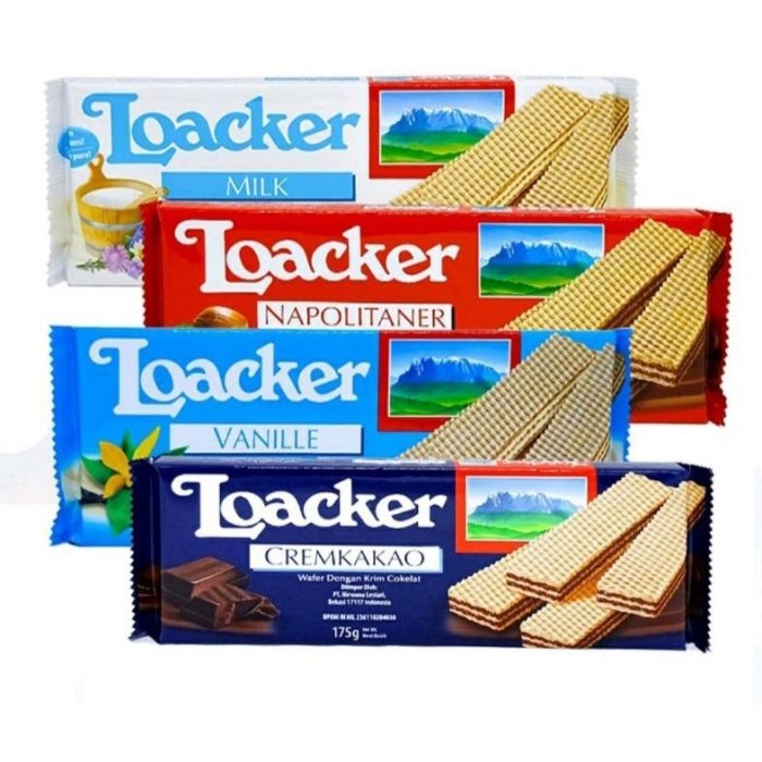 

Camilan Makanan Ringan Biskuit Wafer Import Italy Loacker 175 Gr Classic Napolitaner, Crem Kakao, Vanilla, Alpine Milk, Double Choc