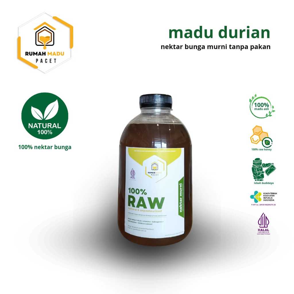 

[PANEN BARU] Madu Murni Nektar Durian 1 KG | Pengganti Gula | Raw Pure Honey | Rumah Madu Pacet