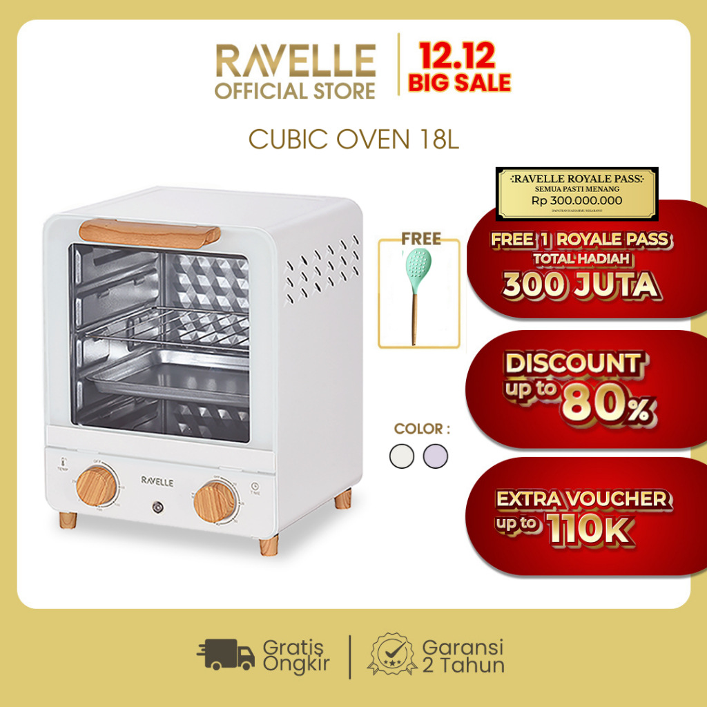 RAVELLE Cubic Oven Listrik Low Watt 18L- Oven Electric Aesthetic