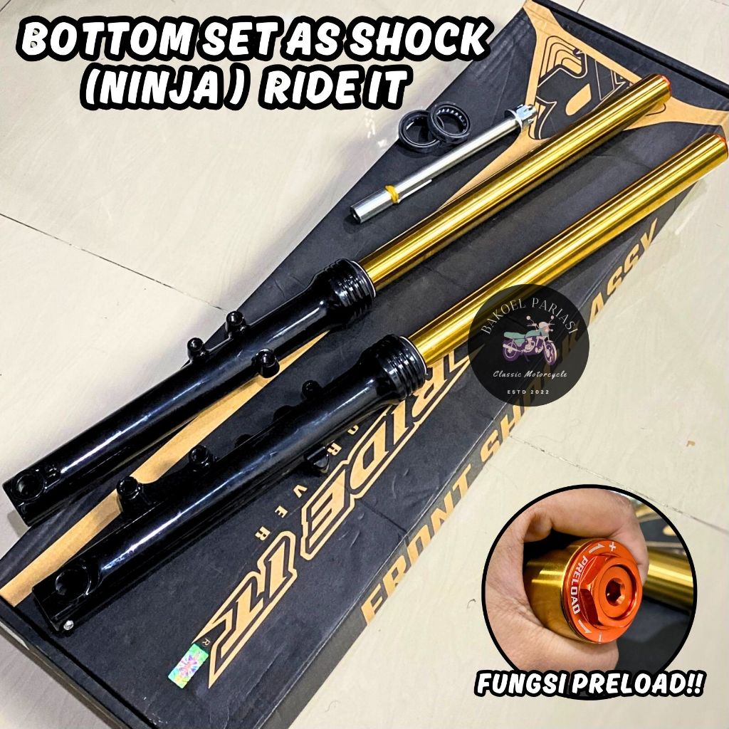 BOTTOM SET PIPA AS SHOCK DEPAN NINJA PRELOAD RIDE IT BOTEM PLUS AS SKOK NINJA 33 IMPORT RIDE-IT