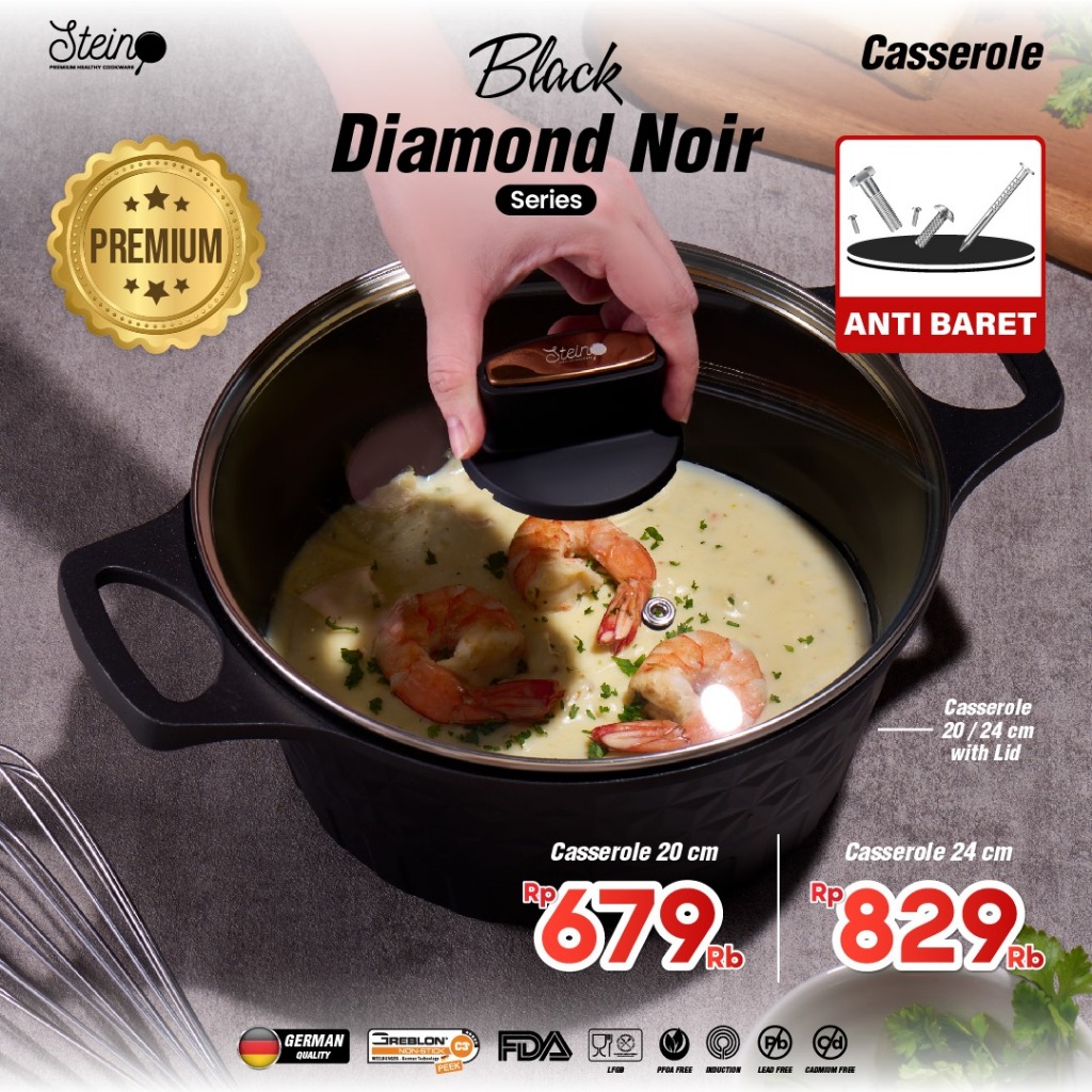 Steincookware Stein Diamond Noir Black Series Casserole 24 cm / Casserole 20 cm