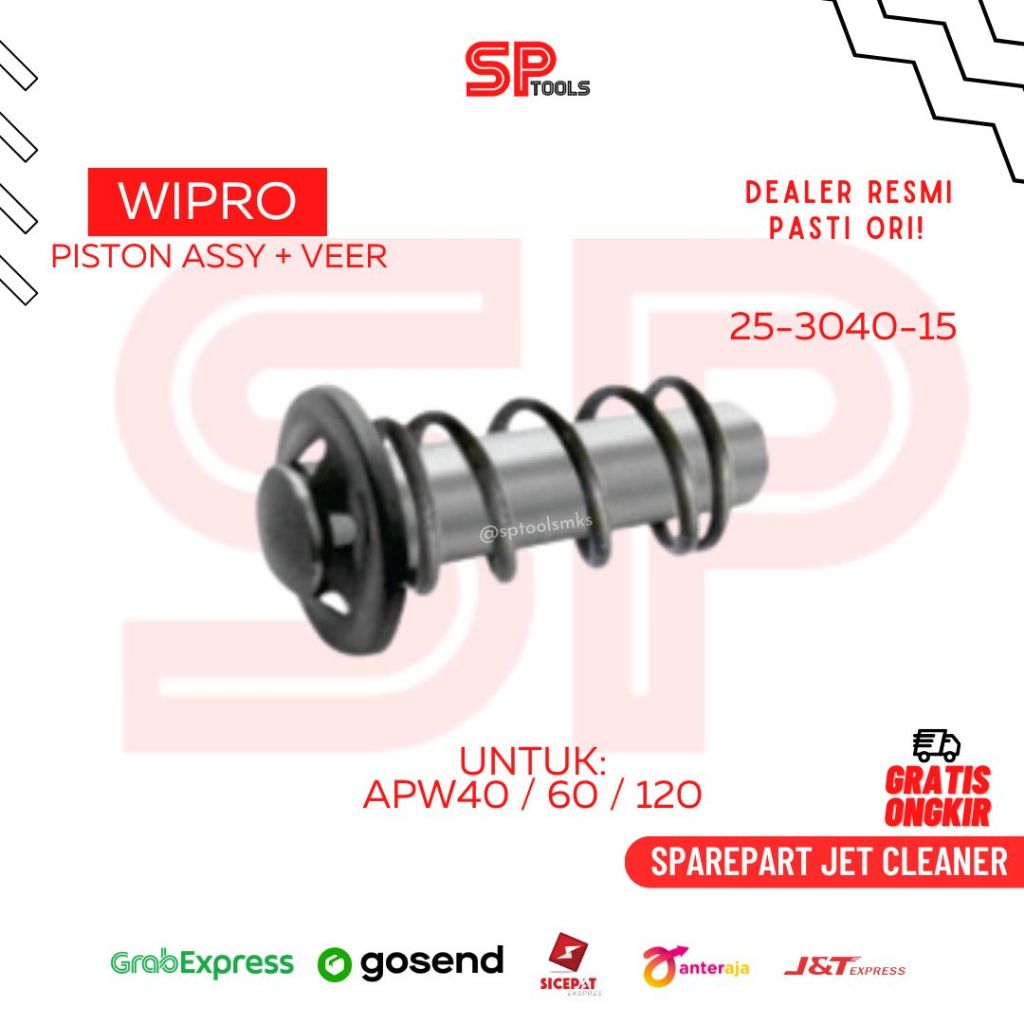 SPAREPART PISTON ASSY + VEER PER MESIN JET CLEANER APW40 / APW60 / APW120 WIPRO