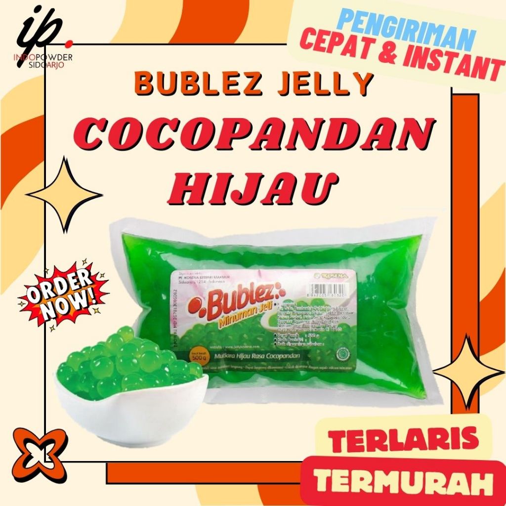 

Bublez Jelly Mutiara Hijau Rasa Cocopandan 500 GR / TOPPING / MINUMAN