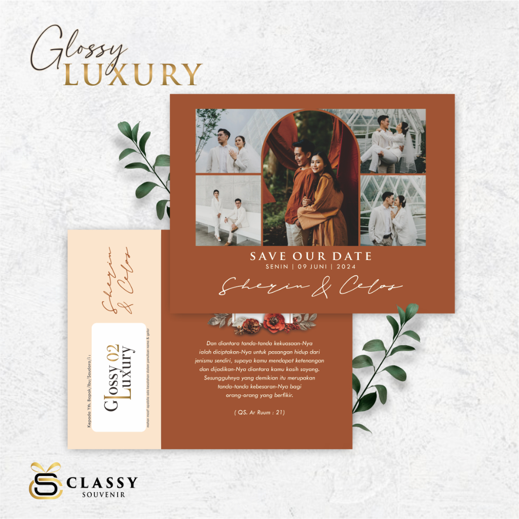 UNDANGAN PERNIKAHAN GLOSSY LUXURY MEWAH - UNDANGAN NIKAH FOTO COLOUR