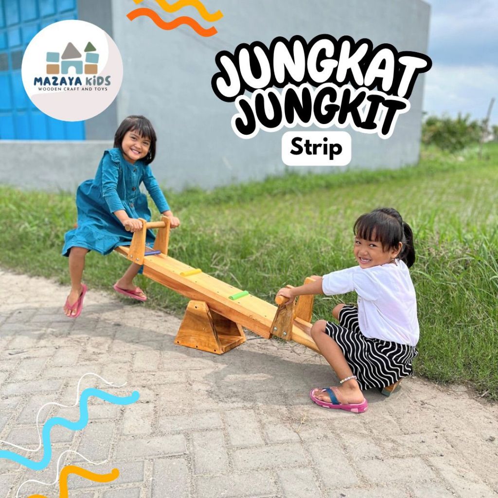 Mazaya Kids - Mainan Anak Jungkat-Jungkit dari Kayu Strip Portable