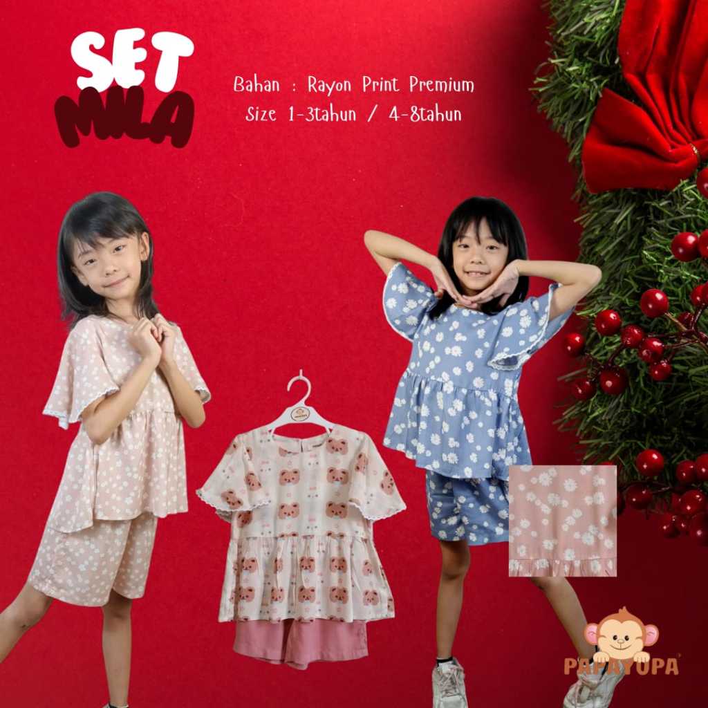 [ PAPAYUPA ] Setelan Mila - Setelan Anak | Setelan Bayi | Baju Bayi | Setelan Baby | Baju Baby | Baj