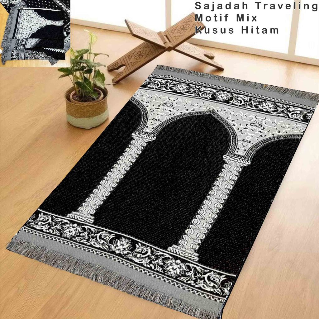 Sajadah Turki Traveling Motif Kiswah 70x110cm Perlengkapan Sholat Sejadah Sauvenir Almeera.Moslem