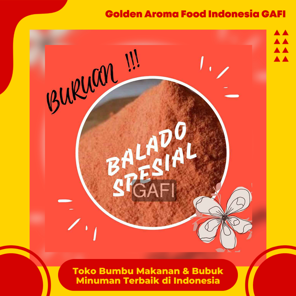 

GAFI Food Bumbu Tabur Rasa Balado Spesial 1 Kg Lezat Gurih Nikmat Halal, Special Balado Flavor Seasoning Powder 1Kg
