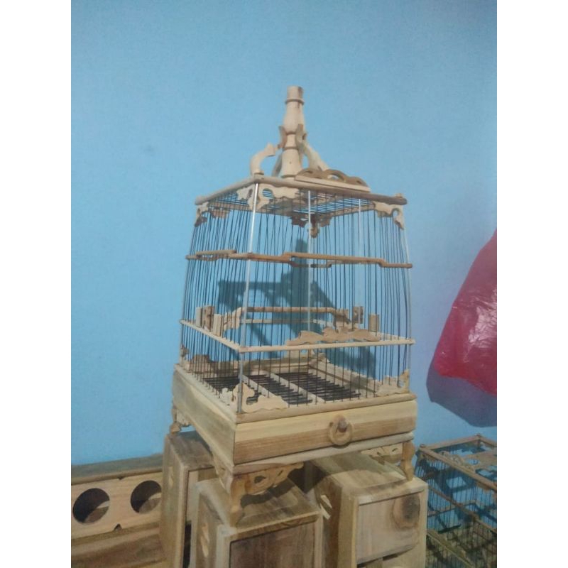 sangkar cungkok ..ambrukan..ukrn 25 cm ruji fiber 1 mm kayu jati