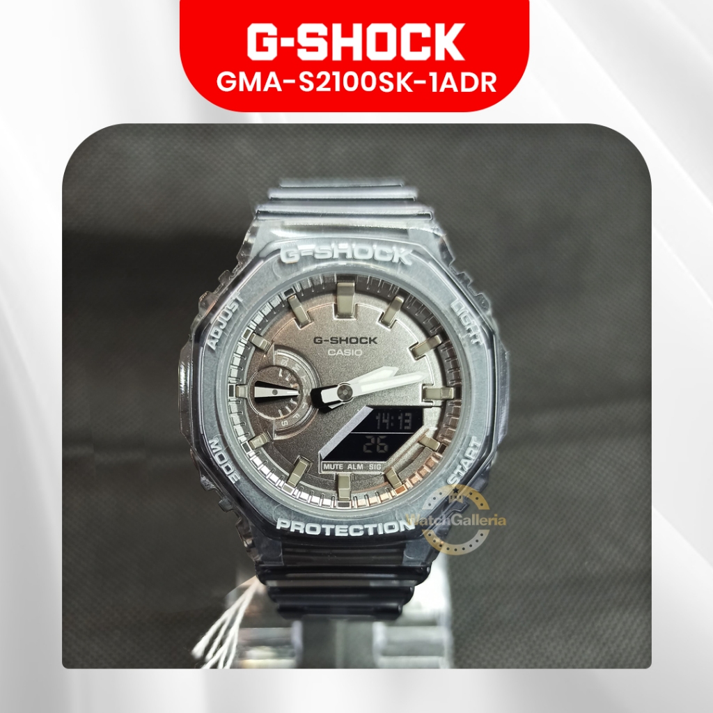 Jam Tangan Casio G-Shock GMA-S2100SK-1ADR - Quartz Analog-Digital Oktagonal 46.2mm Hitam Transparan