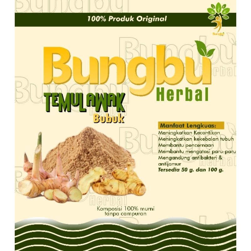 

Temulawak bubuk asli tanpa campuran, minuman herbal dan bumbu, isi 50g/100g