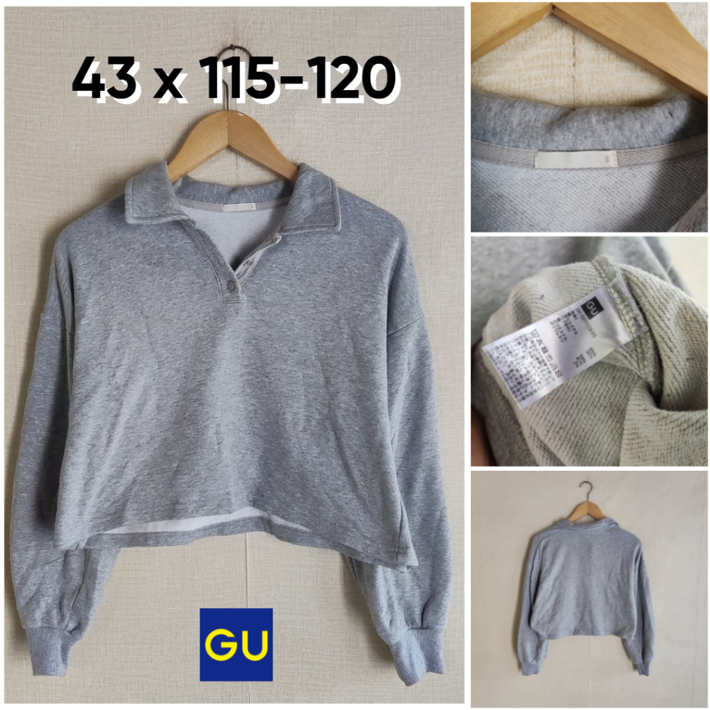 Sweater Polo Shirt Knit GU by Uniqlo Abu Size S Wanita Atasan Cewek Outer GF659