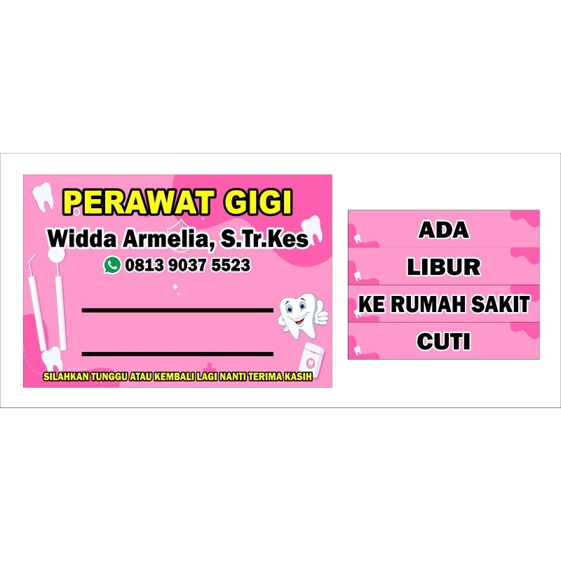 

Papan Nama Perawat/Papan Akrilik/Plang Perawat Custom