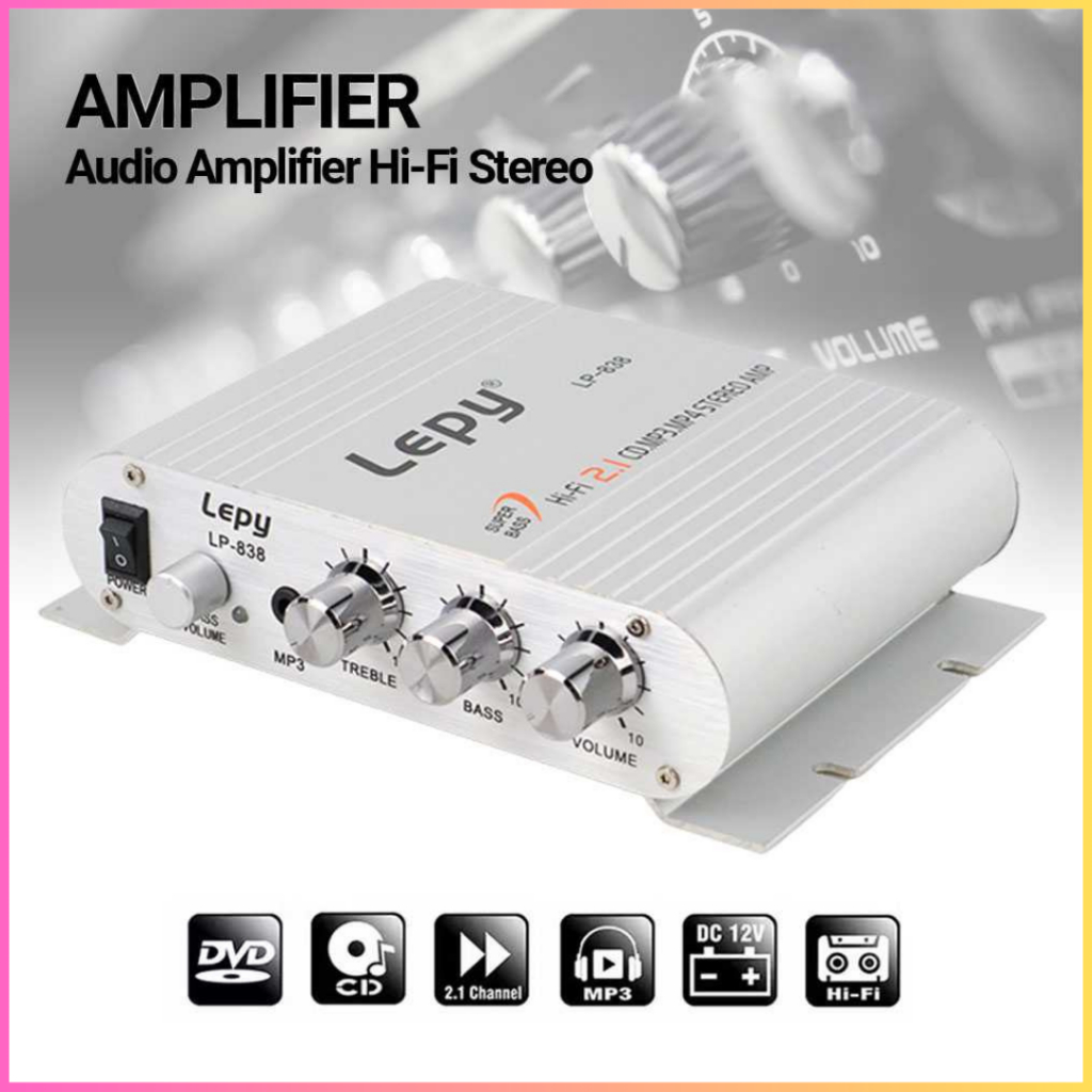 RAJA Amplifier ampli mini full bass power mobil subwoofer audio rumahan murah Lepy HiFi Stereo LP838