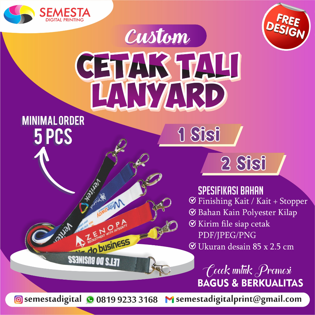 

CETAK TALI LANYARD 1 SISI/2 SISI