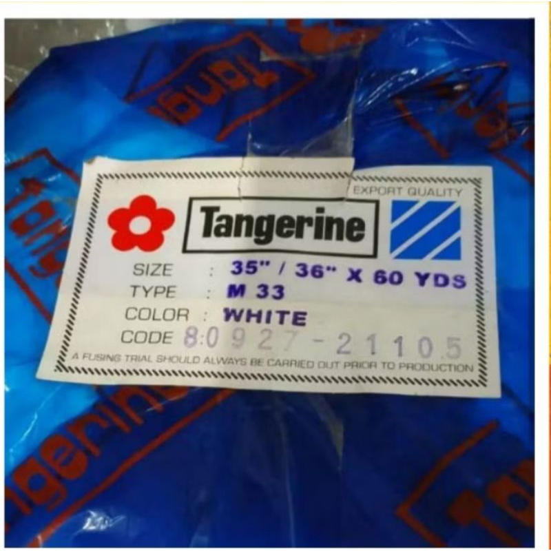 Kain Keras Staplek M33 Tangerine/Tangerine dengan Lem Interlining untuk kerah/krah