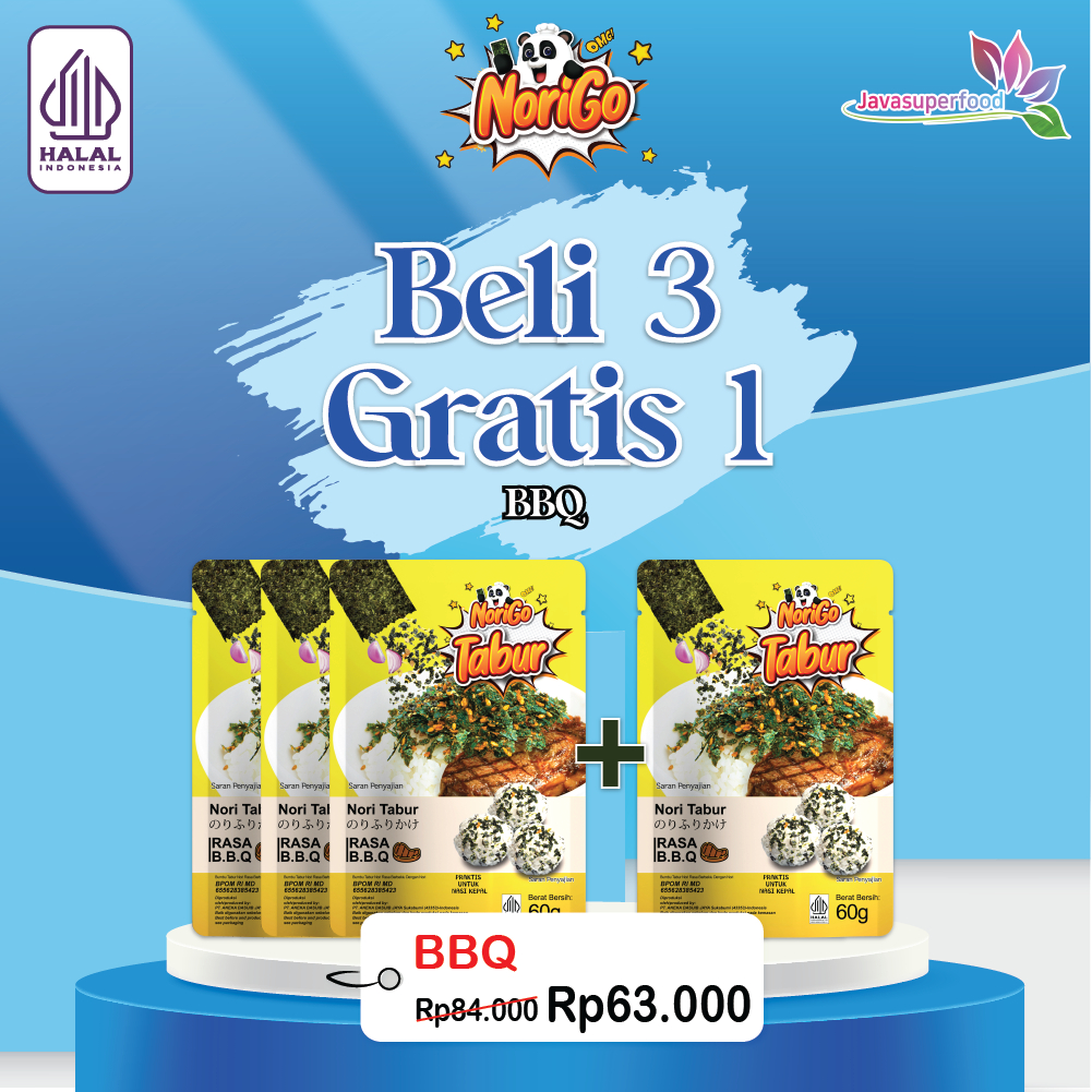 

(Beli 3 Gratis 1) Norigo Nori Tabur Rumput Laut Panggang 60g