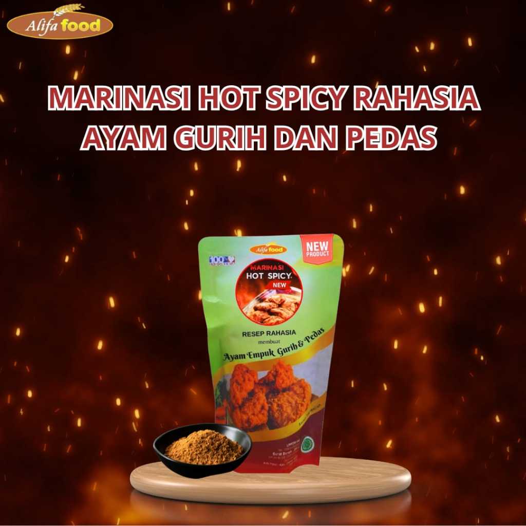 

Marinasi Hot spicy 250gr Alifa Food, Bumbu Marinasi Ayam Ikan Daging Pedas