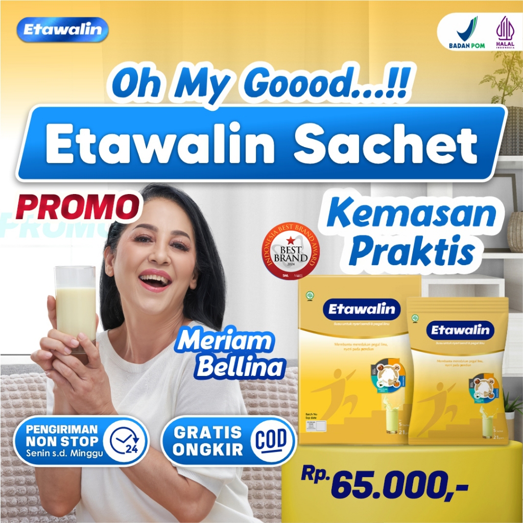 

Etawalin Sachet - Kemasan Lebih Praktis Rahasia Tulang dan Sendi Tetap Sehat Redakan Asam Urat