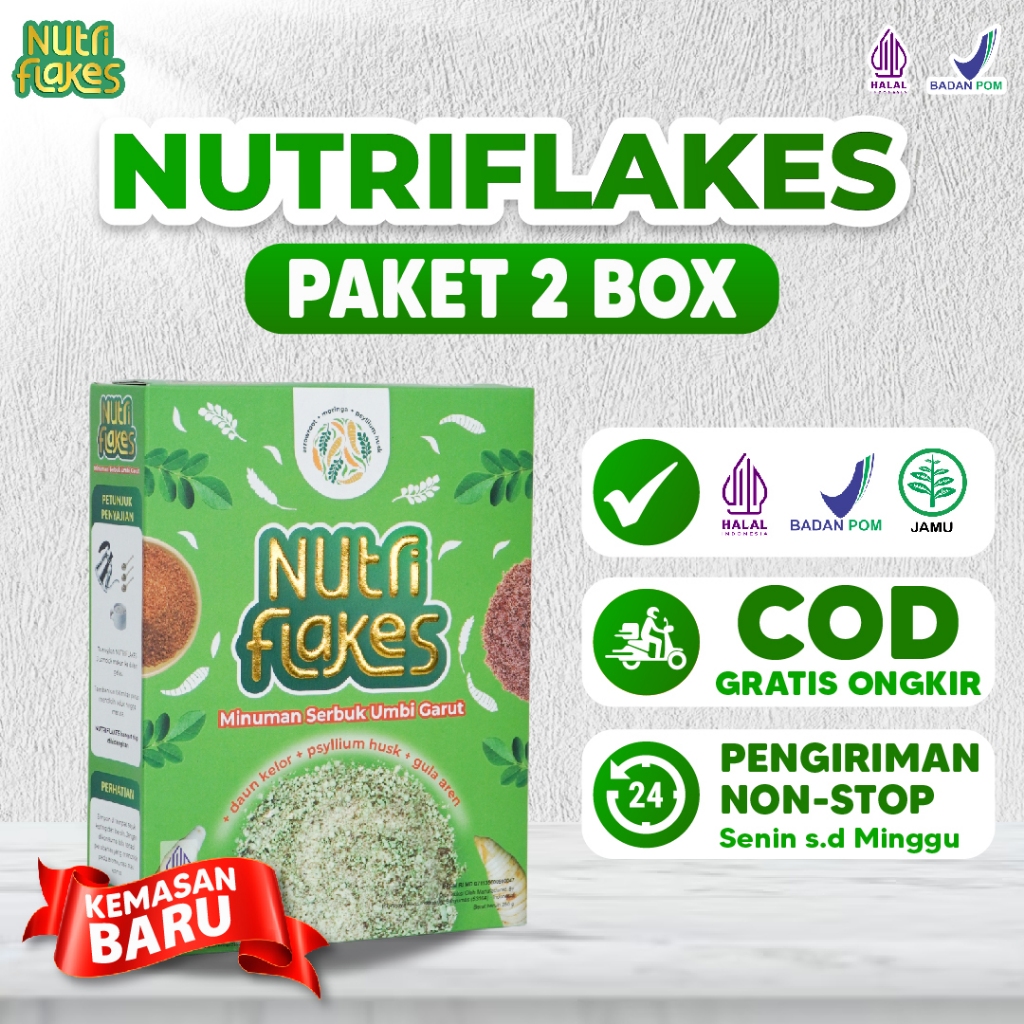 

[BIG SALE 2 BOX] | Nutriflakes | Sereal Sehat Dari Umbi Garut Mampu Mengatasi Masalah Asam Lambung Maag GERD dan Diet