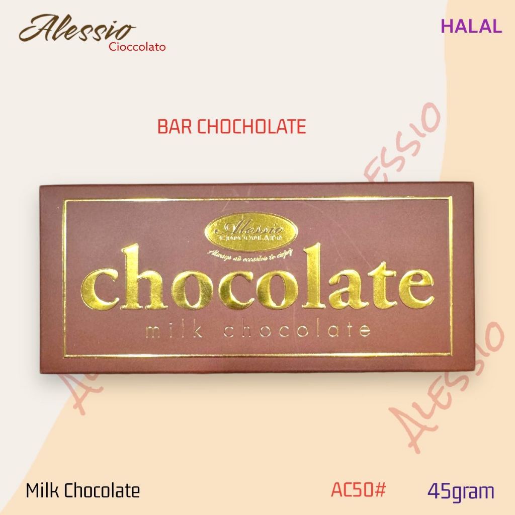 

Coklat BAR Alessio Chocolate Original 100% Halal 45g