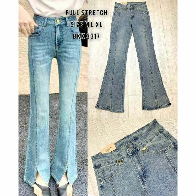 Ready celana jeans cutbray belah import terbaru