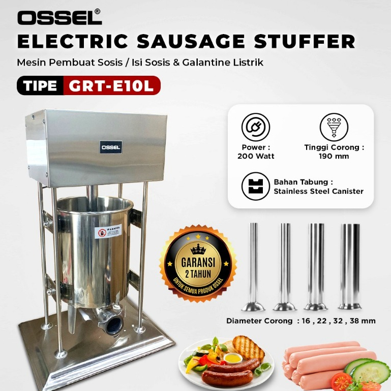 OSSEL Sausage Filler  Mesin Cetak Sosis Listrik Isi Sosis Listrik 10 Liter GRT-E10L -OSSEL