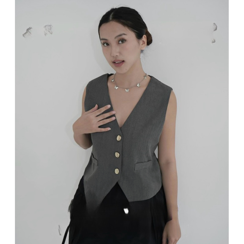 SAVIRA VEST - style rompi korea - vest wanita