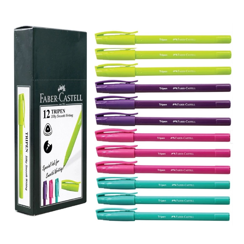 

[ 1 PACK ISI 12 ] Pulpen Tripen Faber Castell Ballpoint Bolpen TINTA Hitam 0.7 mm PENA TRIPEN Murah