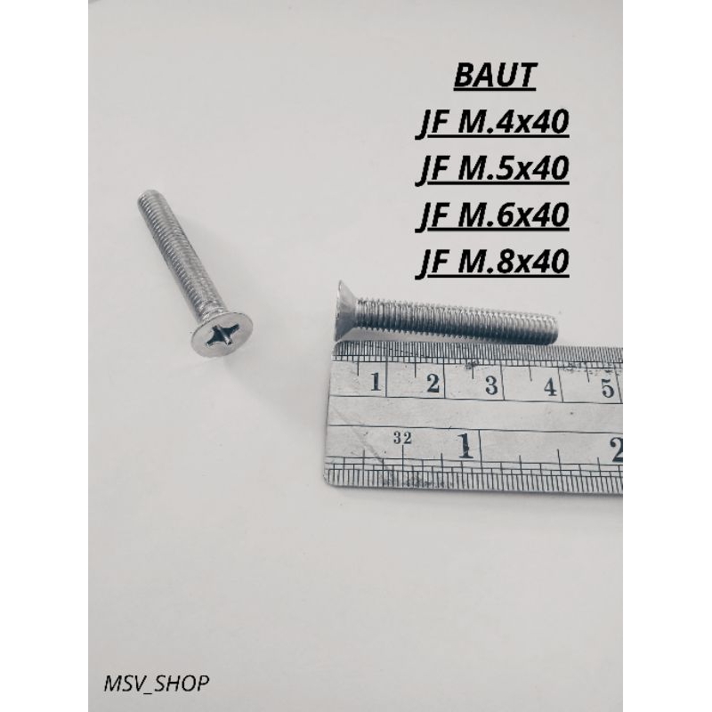 (PAKET isi 100pcs) baut obeng kepala JF M.4x40/ JF M.5x40/ JF M.6x40/ JF M.8x40
