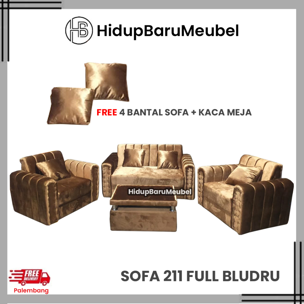 Sofa 211 Full Bludru Minimalis Diamond / Kursi Ruang Tengah / Kursi Kantor Kulit