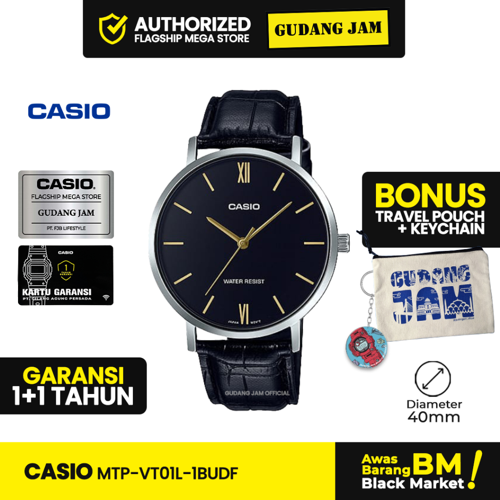 Jam Tangan Casio MTP-VT01L-1BUDF MTP-VT01L-1B MTP-VT01L MTP-VT01 MTPVT01L MTP VT01L
