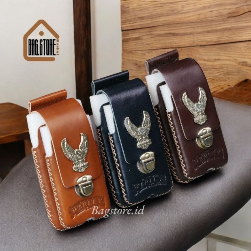 Sarung hp harley dobel kulit asli kokoh