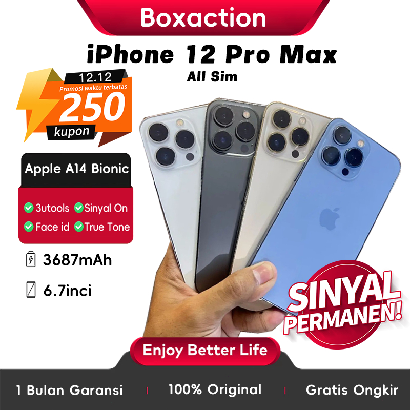 BC iPhone 12 Pro Max Sceond iPhone IMEI Terdaftar 128 256GB Bekas Original 100% iP 12 Pro Max Second