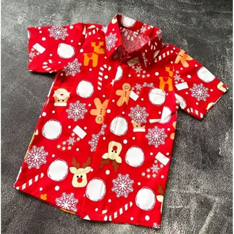 PRELOVED KEMEJA NATAL ANAK KEMEJA SANTA MERAH