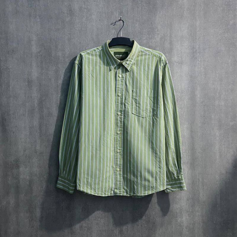 Kemeja Salur EDDIE BAUER Size L fit XL / Kemeja Lengan Panjang Pria&Wanita / KMJ24