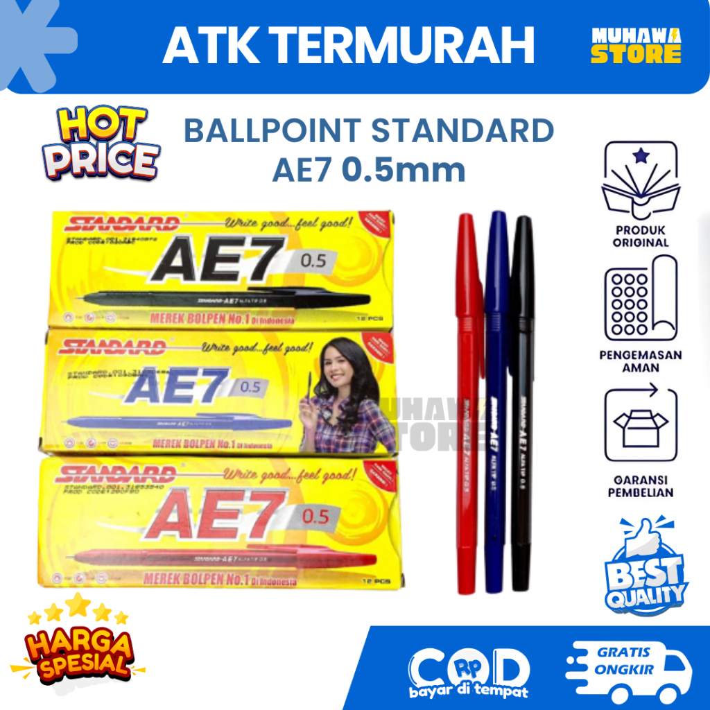 

Standart Ae7 Ballpoint Standard 0.5mm / PACK ANTI BOCOR SOFT WRITING