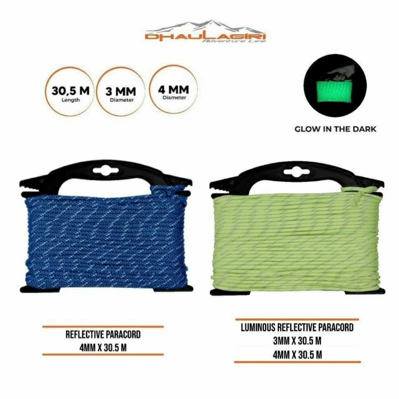tali prusik paracord luminous reflective menyala dhaulagiri 3mm 4mm