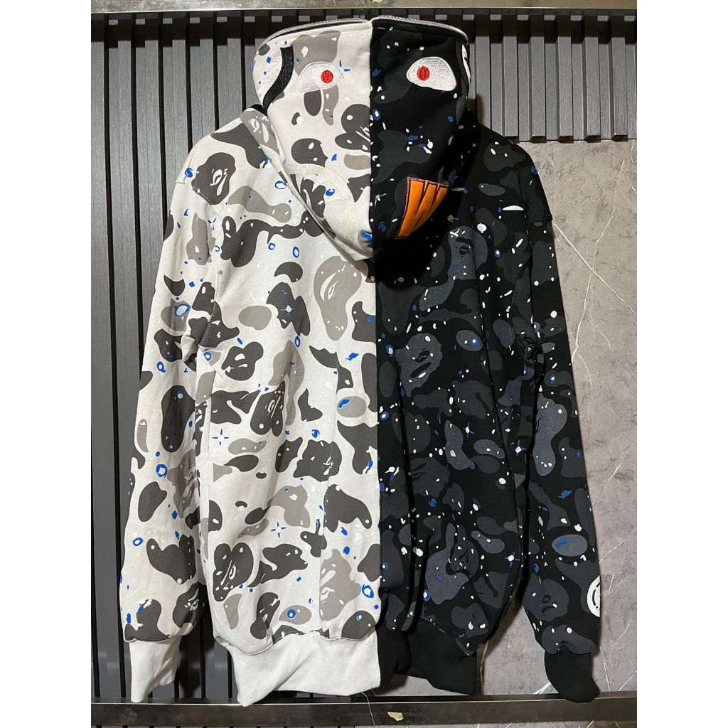 JAKET FULLZIP BAPE KOMBI HITAM PUTIH SPACE CAMO GLOW IN THE DARK TERLARIS BULAN INI