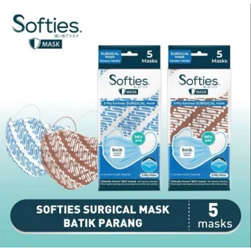 Masker Softies Surgical Mask Sachet Batik Parang Isi 5Pcs