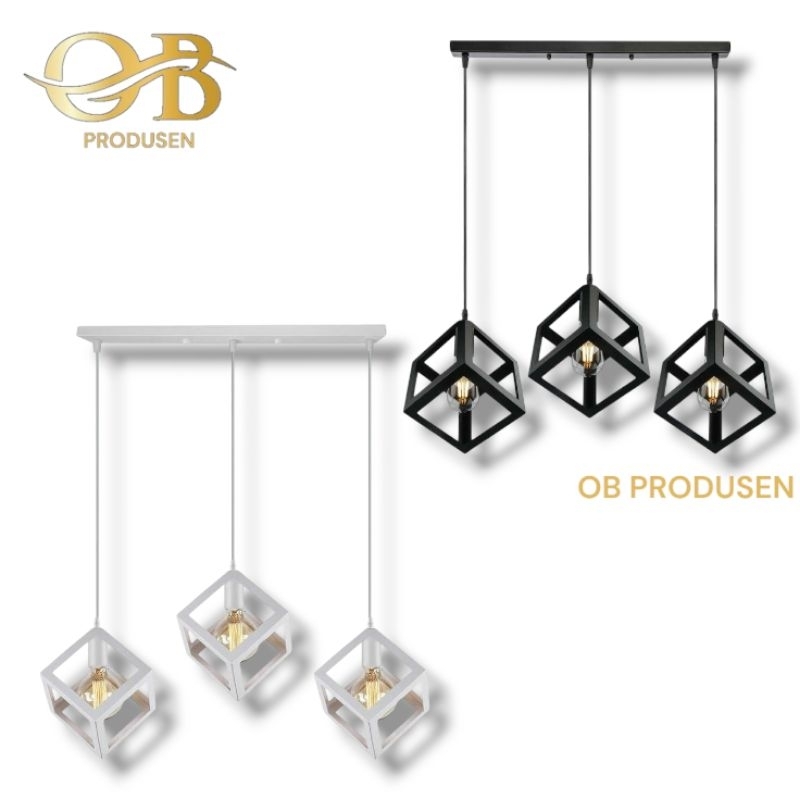 Lampu Gantung Hias Kubus Baris Panjang Hiasan Dekorasi Rumah Cafe Industrial Minimalis Modern